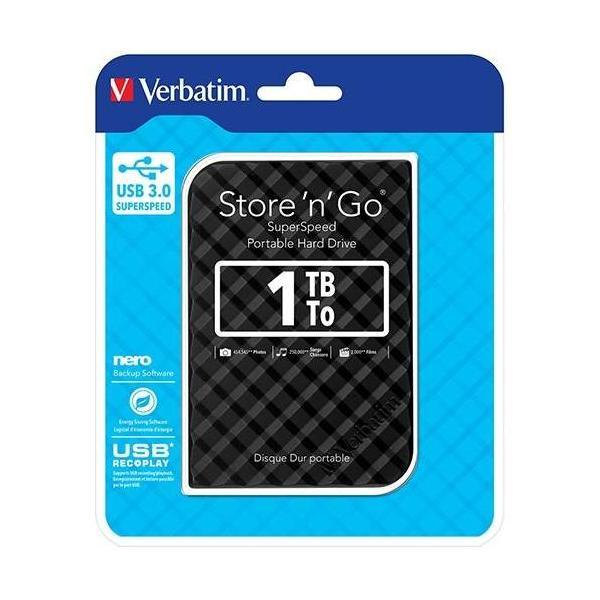 Verbatim 1TB 2.5" USB 3.0 Black Store'n'Go HDD Grid Design Ultra Portable High Speed