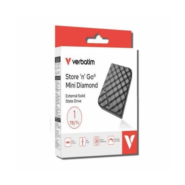 Verbatim 1TB Store’n’Go Mini Diamond SSD USB-C 1000MB/s USB 3.2 Gen 2 External Flash Drive