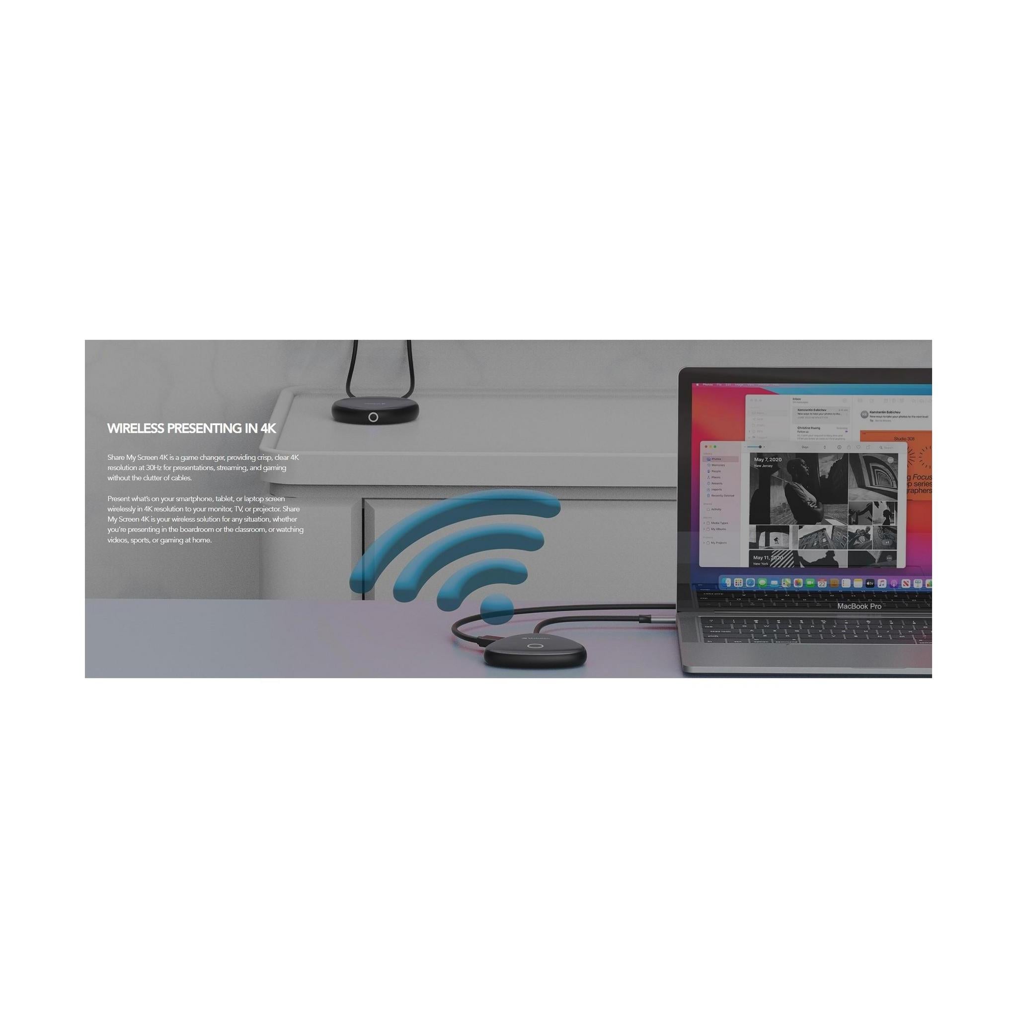 Verbatim 4K Wireless USB-C HDMI Adapter Dongle Share My Screen
