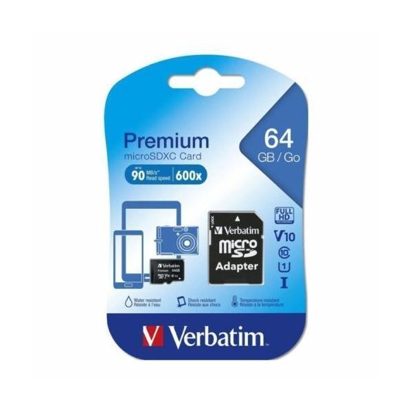Verbatim 64GB Micro SDXC Card Class 10 UHS-I 45MB/s Read Speed With Adapter