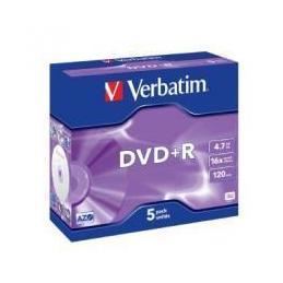 Verbatim DVD+R 4.7GB 16X 5pk Jewel Case