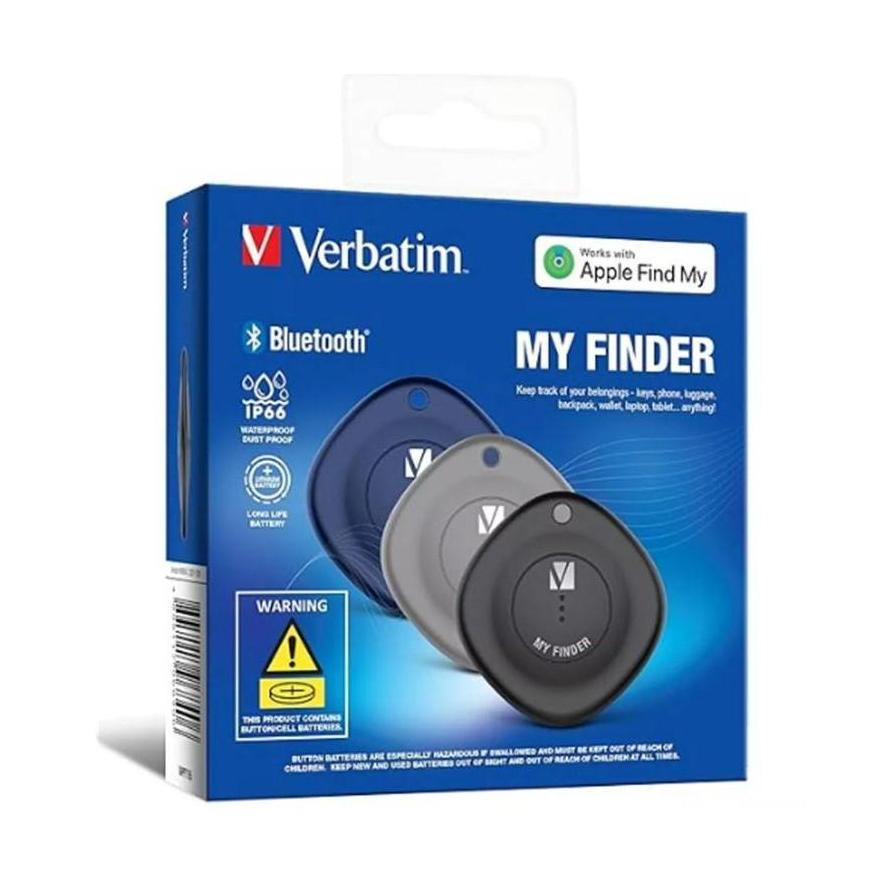 Verbatim My Finder Triple Pack Bluetooth Trackers IP66 Black Navy Grey