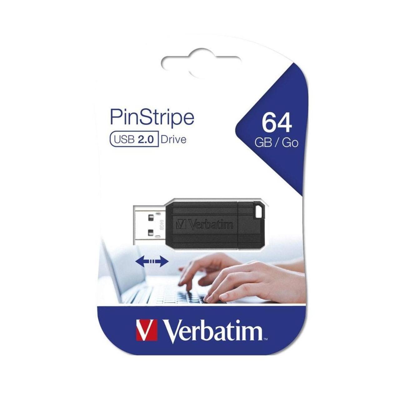Verbatim Store'n'Go Pinstripe 64GB USB Drive Black