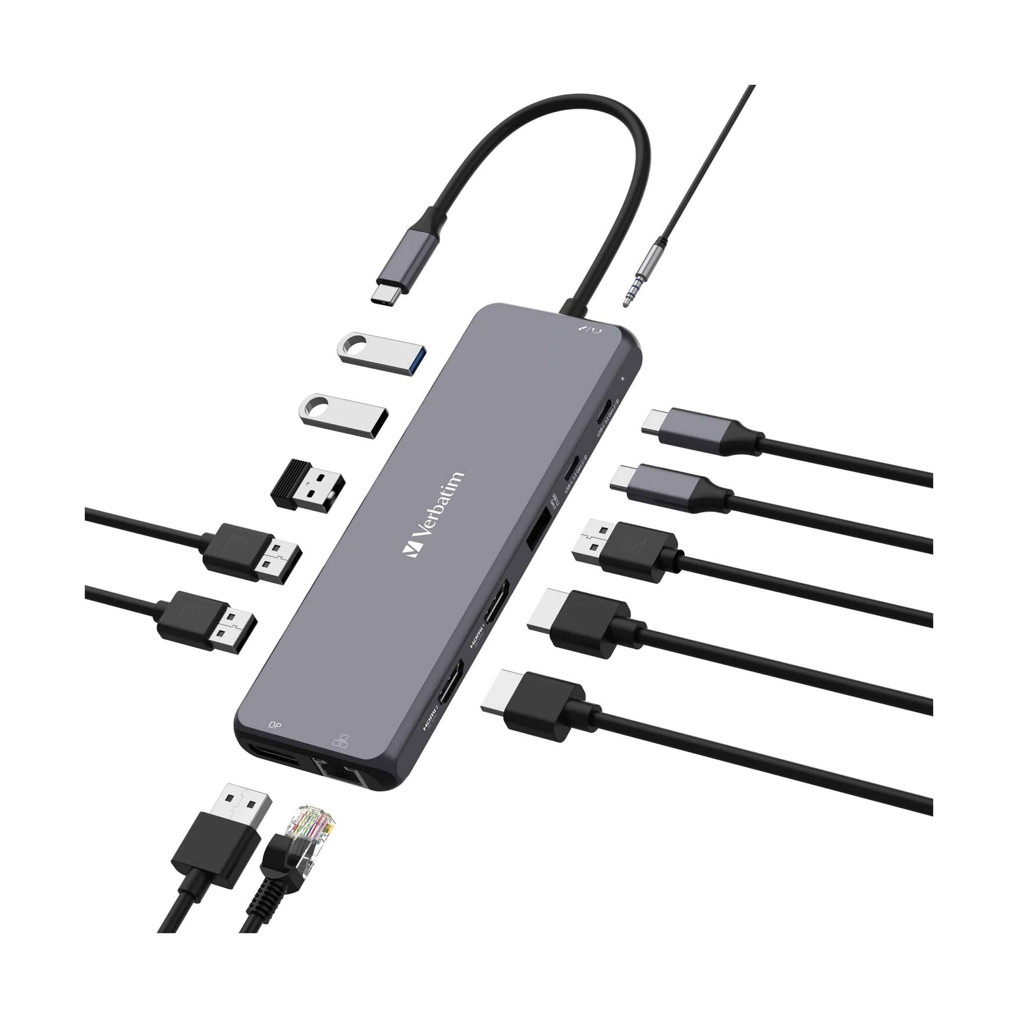 Verbatim USB-C Pro Multiport Hub 13 Port 2 x HDMI 1 x DisplayPort 1 x RJ45 3 ...