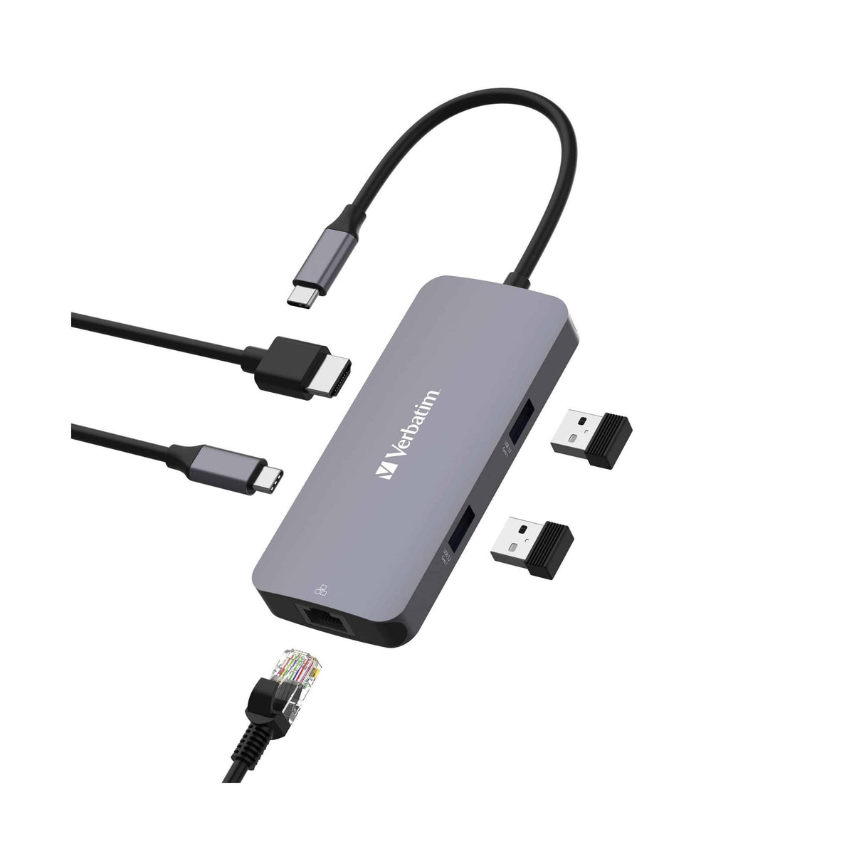 Verbatim USB-C Pro Multiport Hub 5 Ports HDMI 4K60 RJ45 2x USB-A PD 100W