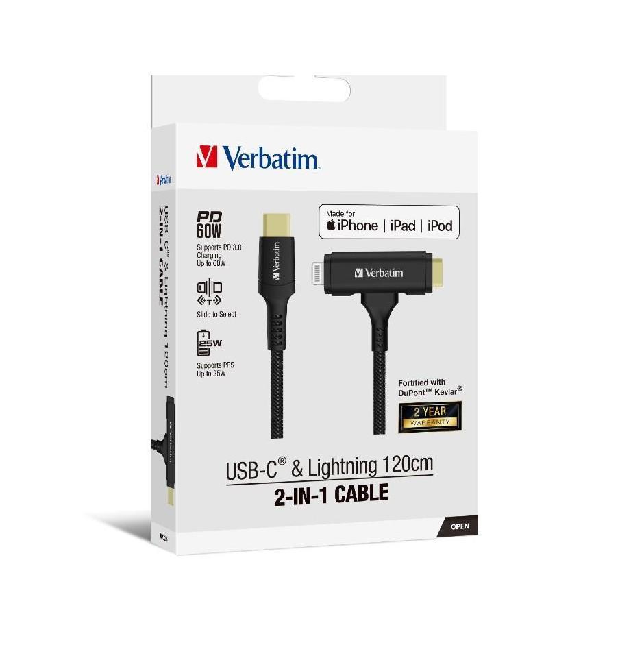 Verbatim USB-C to Lightning Kevlar Cable 120cm Black