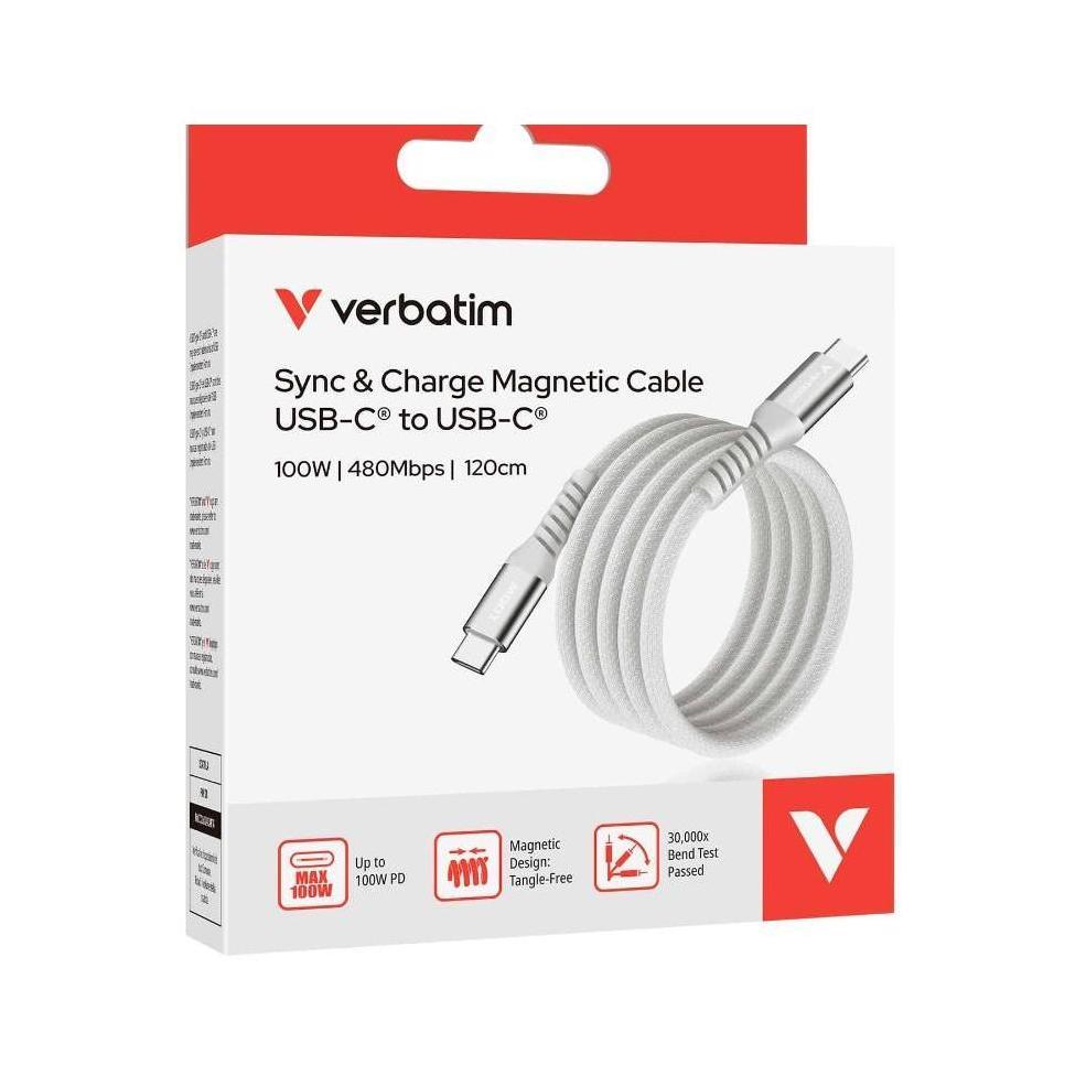 Verbatim USB-C to USB-C 100W Magnetic Cable 120cm Grey