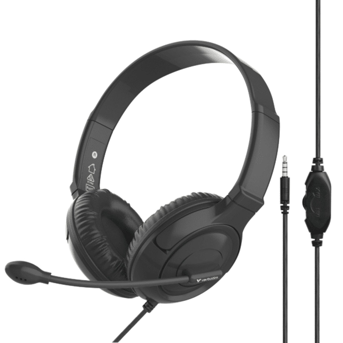 Verbatim Wired On-Ear Stereo Headset Black Binaural Circumaural Noise