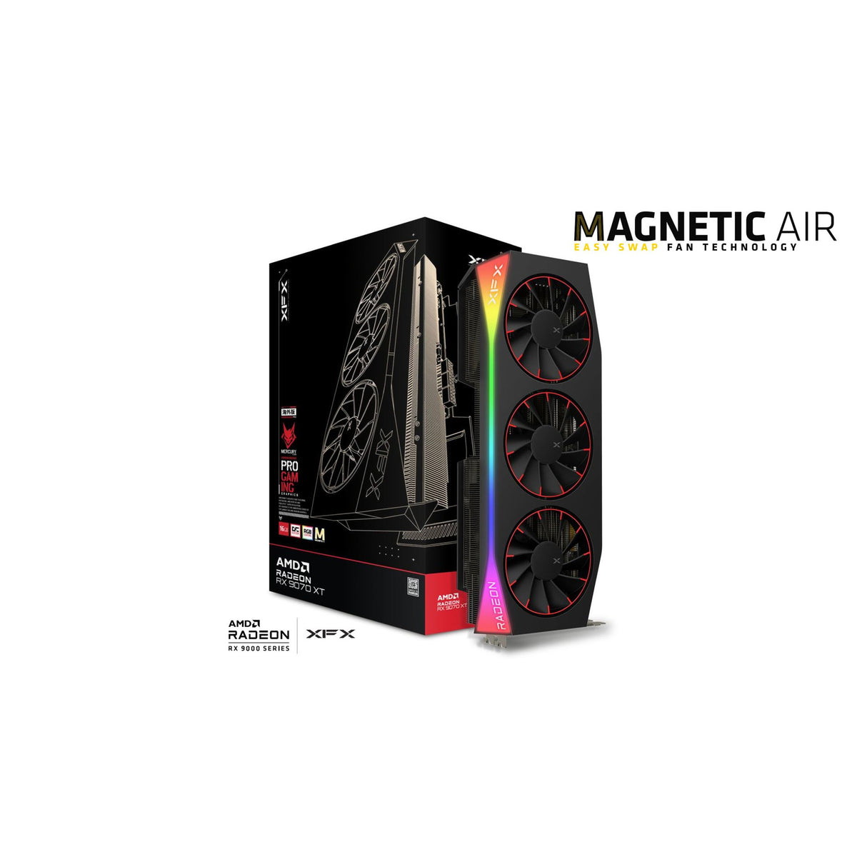 XFX Mercury Radeon RX 9070XT OC 16GB GDDR6 3x DP HDMI Graphics Card