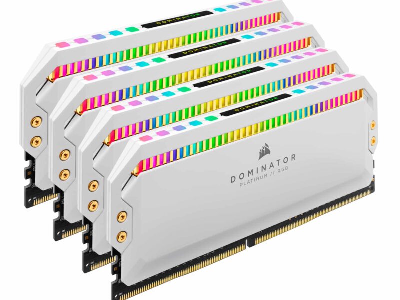 Corsair Dominator Platinum RGB 32GB Kit (4x8GB) DDR4 3200MHz C16 White Desktop Gaming Memory CMT32GX4M4C3200C16W